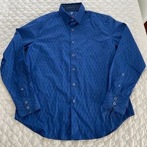 Robert Graham Blue‎ Button Down Dress Shirt Size Medium